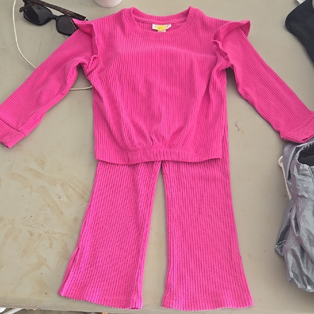 Pink Ribbed Toddler Outfit
